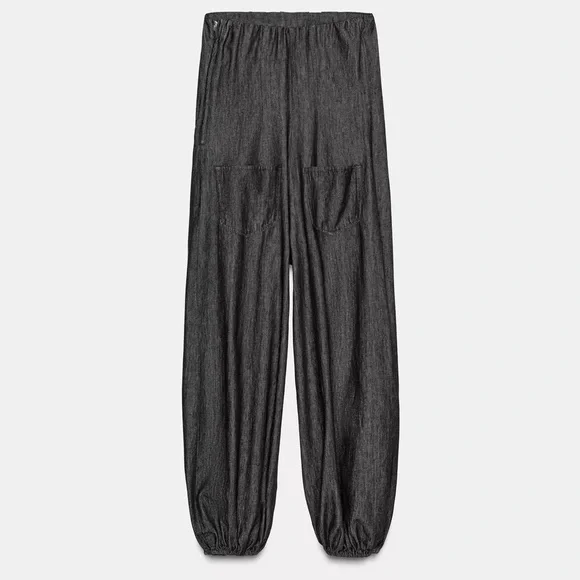 ZARA STRAPLESS DENIM BALLOON JUMPSUIT TRF - Picture 7 of 8